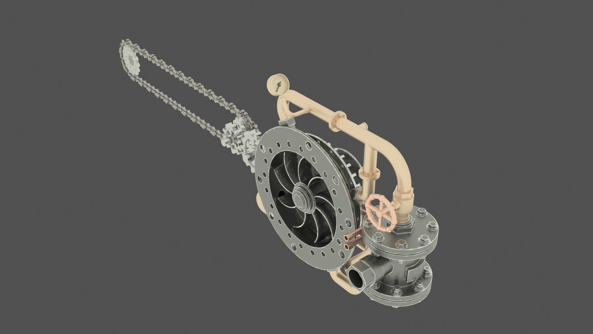 Steam ChainSaw 3D model_2