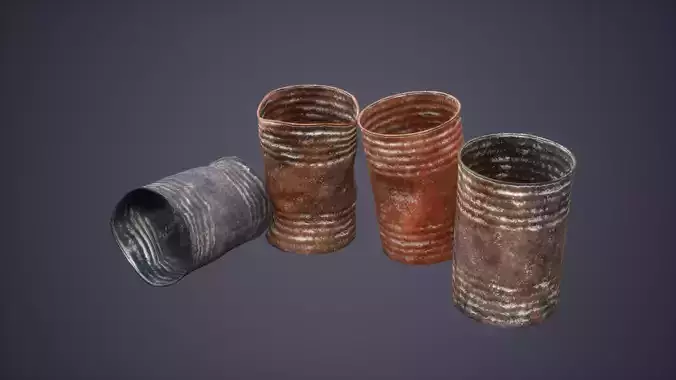 Can Trash Low Poly Game Ready 