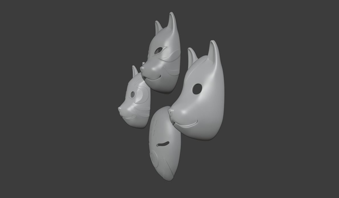 ANBU masks from Naruto Low-poly 3D model_5