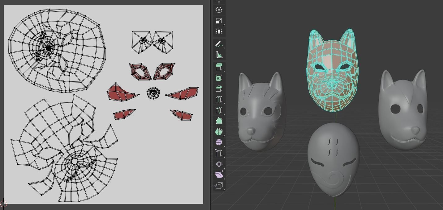 ANBU masks from Naruto Low-poly 3D model_6