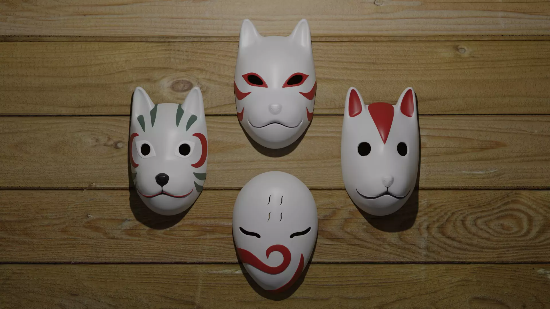 ANBU masks from Naruto Low-poly 3D model_0
