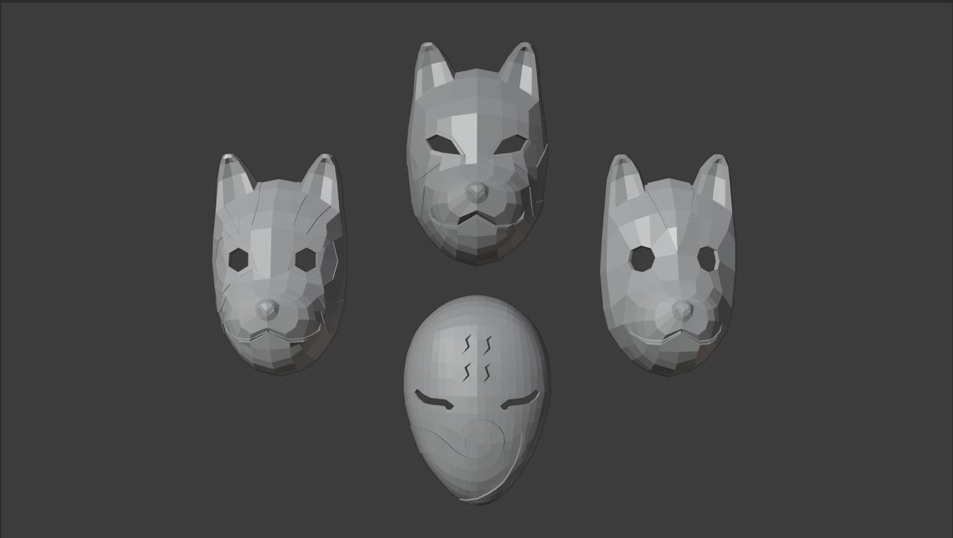 ANBU masks from Naruto Low-poly 3D model_3