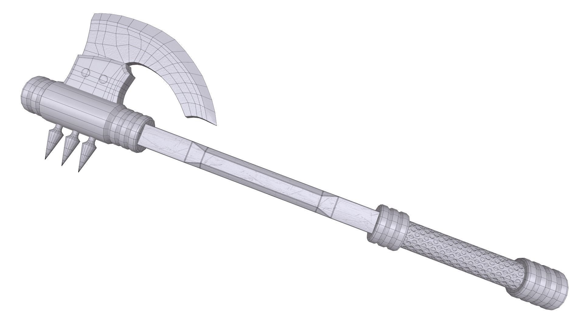 Medieval axe Low-poly 3D model_7