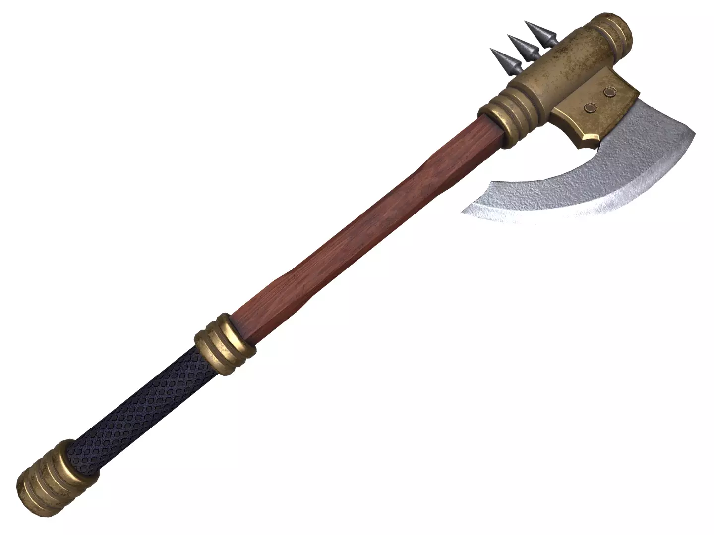 Medieval axe Low-poly 3D model_0