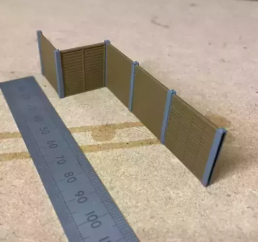 Model Railway Wood Panel Fencing with Concrete Posts - Kit Build 3D print model