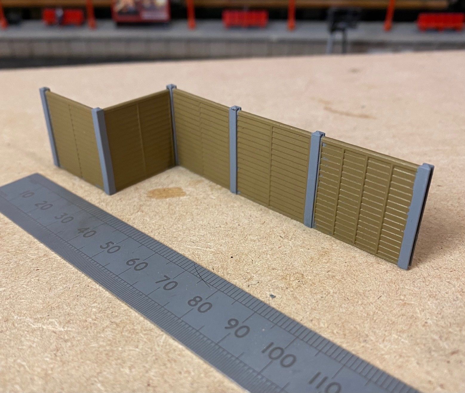 Model Railway Wood Panel Fencing with Concrete Posts - Kit Build 3D print model_3