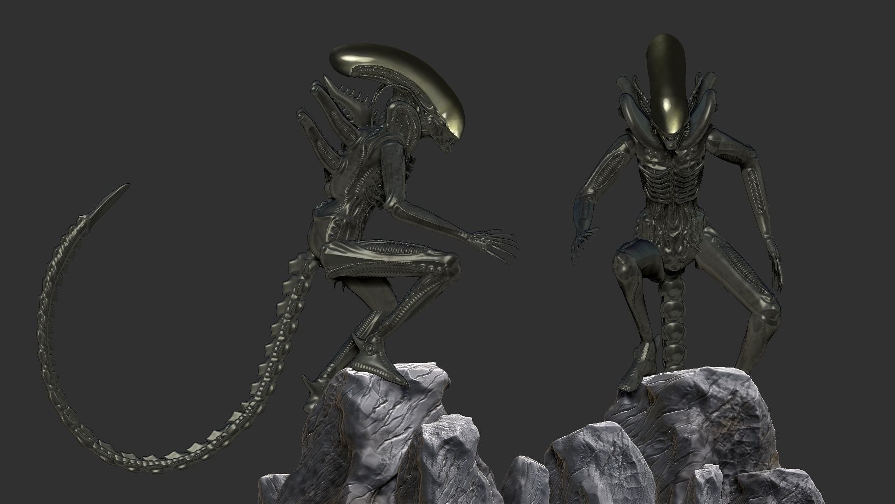 Alien in hunter mode 3D print model_4