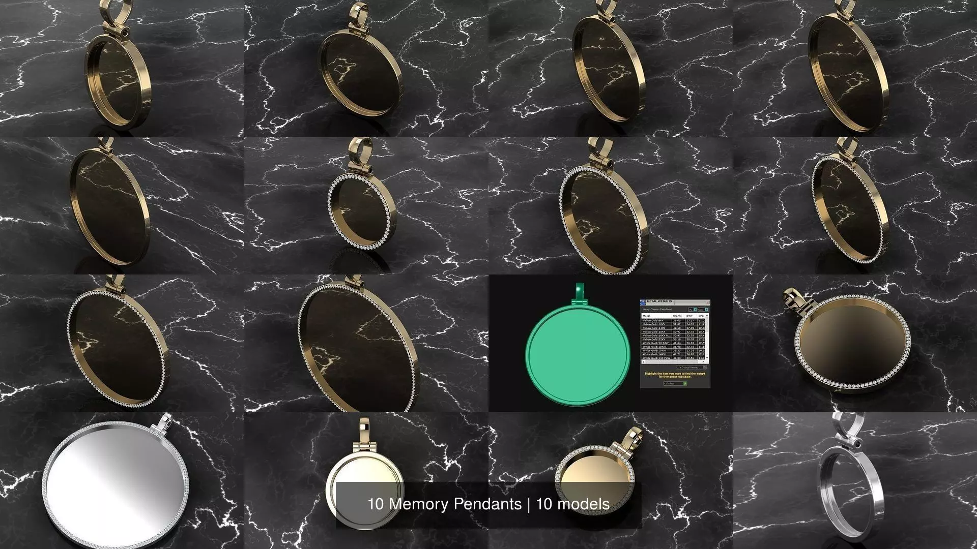 10 Memory Pendants 3D Model Collection_1
