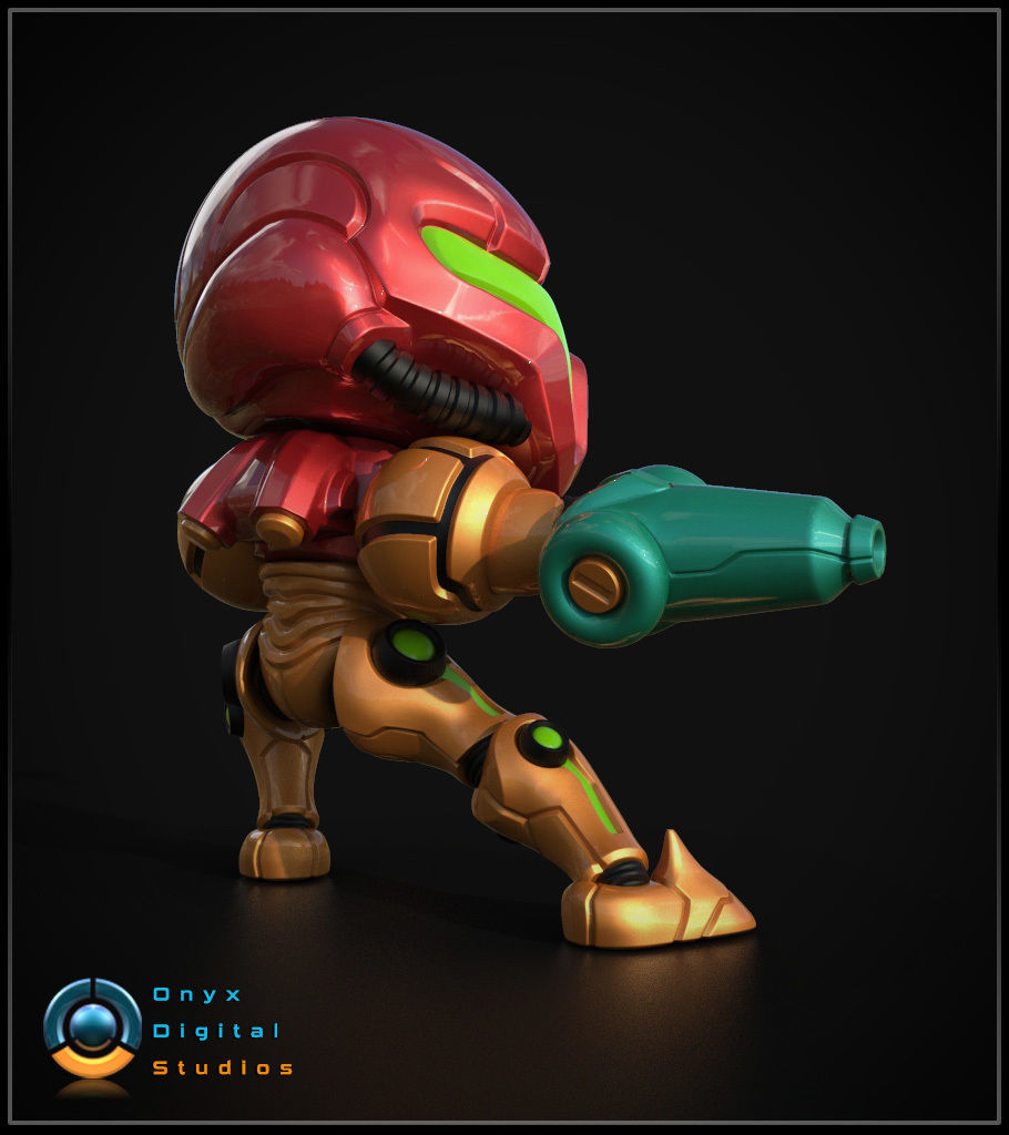Chibi Samus in an attack pose 3D print model 3D print model_3
