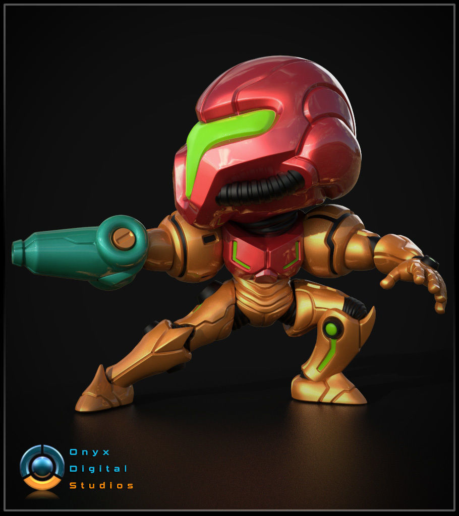 Chibi Samus in an attack pose 3D print model 3D print model_2