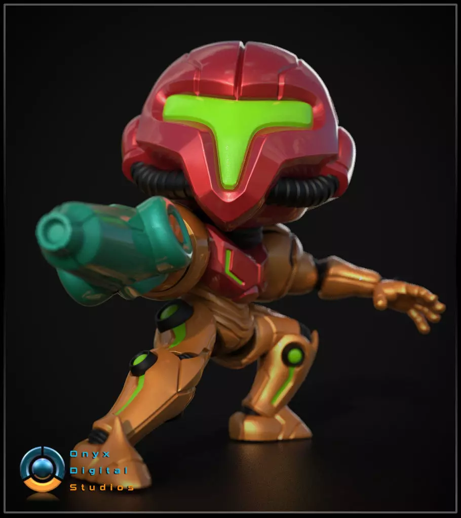 Chibi Samus in an attack pose 3D print model 3D print model_0
