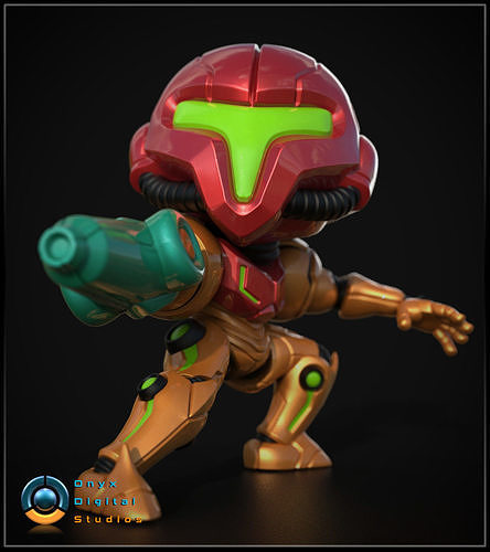Chibi Samus in an attack pose 3D print model 3D print model