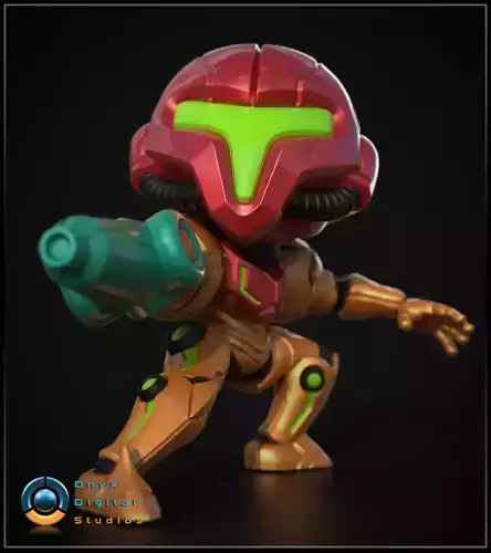 Chibi Samus in an attack pose 3D print model