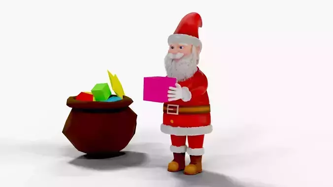 Fur Cartoon Santa Claus Rigged