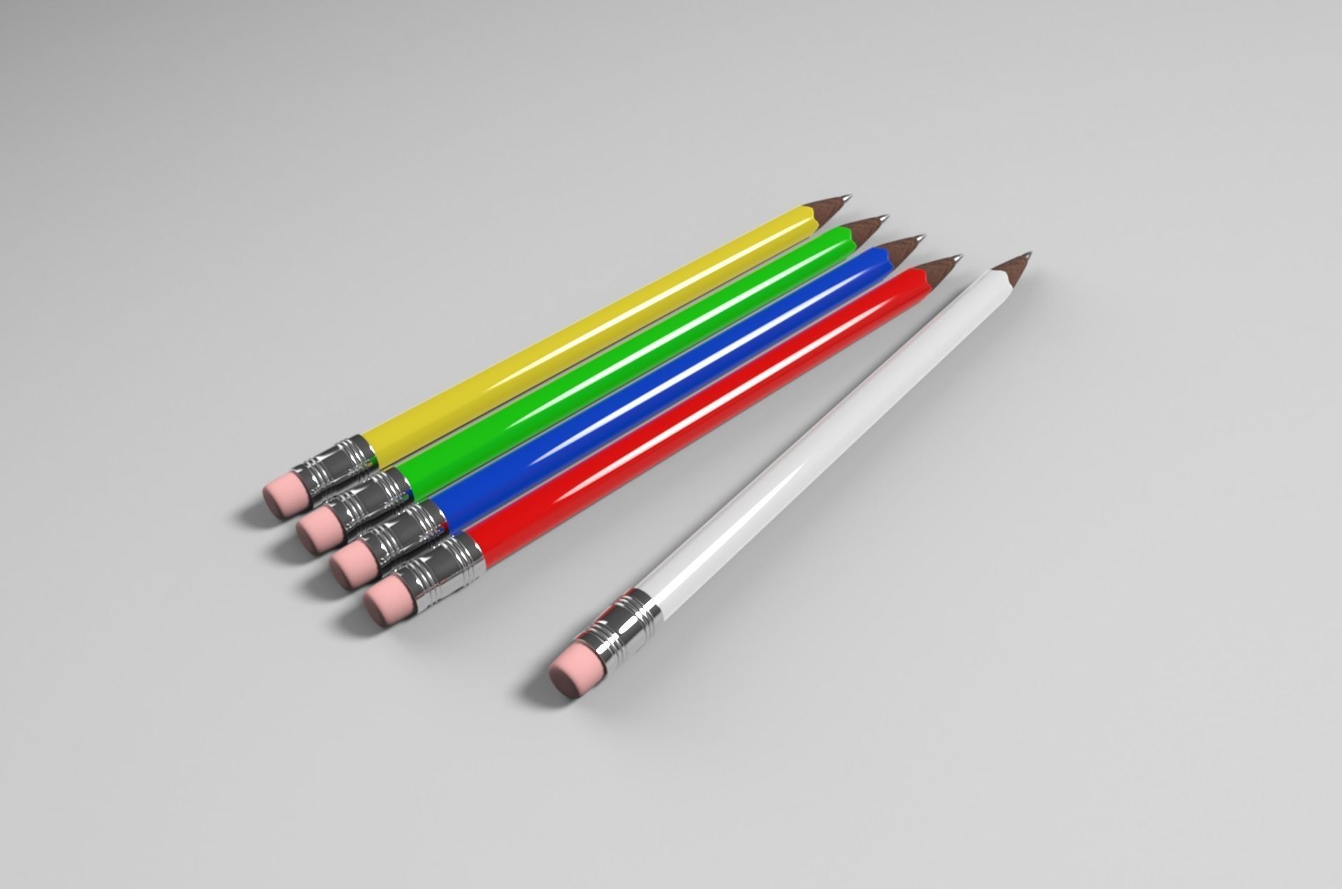 Pencils Lowpoly and Highpoly Low-poly 3D model_8