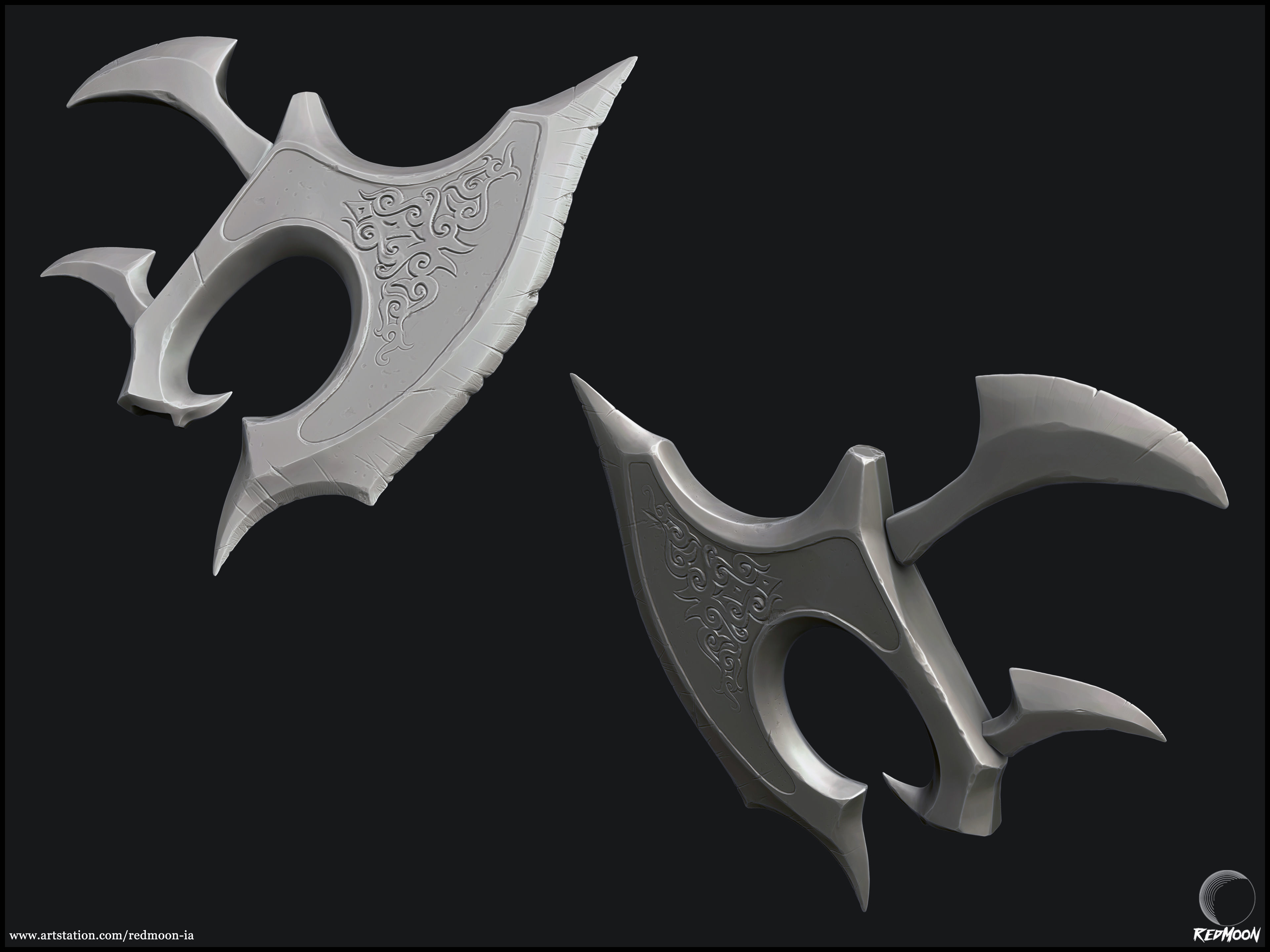 PBR Skull Axe Game Ready 3D model Low-poly 3D model_17