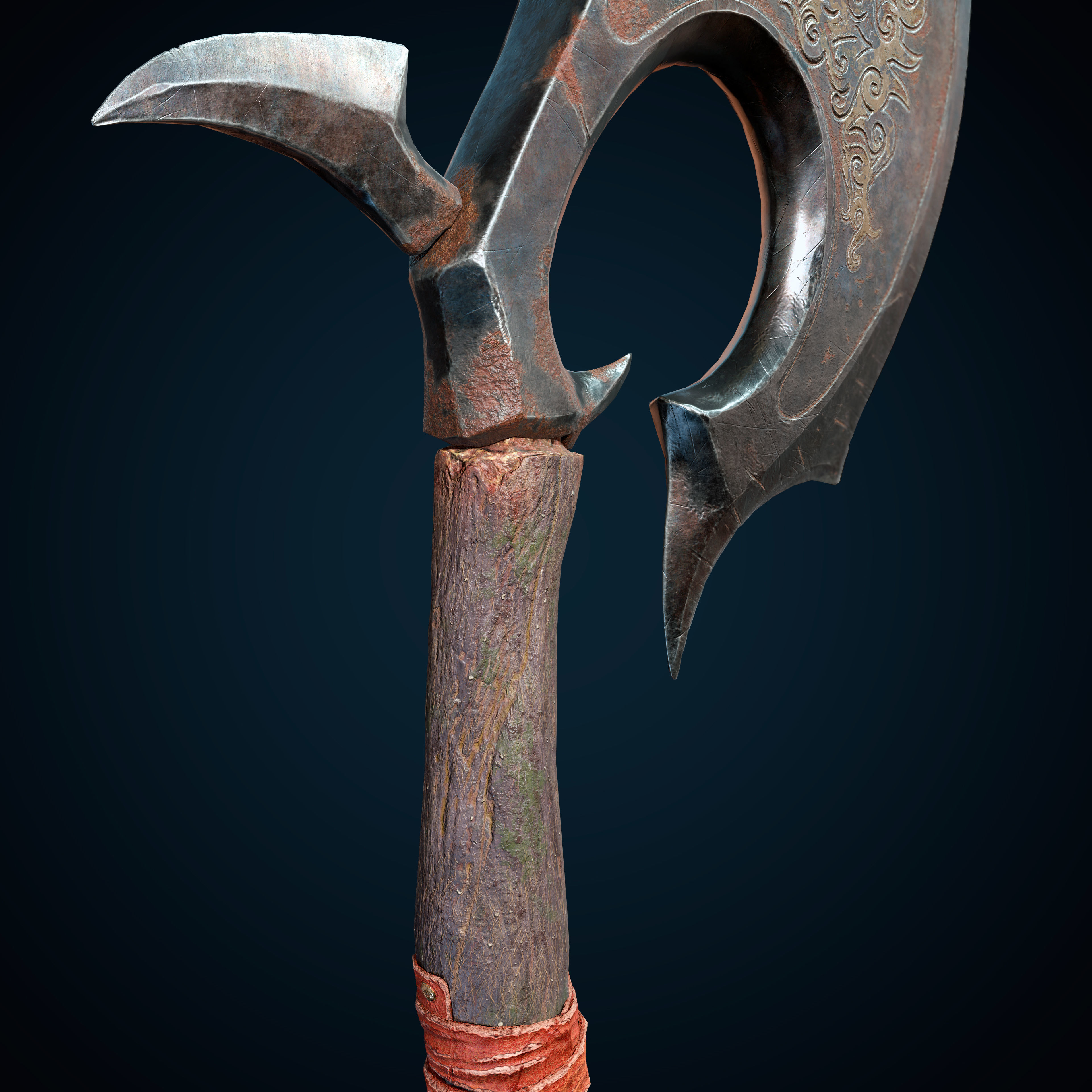 PBR Skull Axe Game Ready 3D model Low-poly 3D model_7