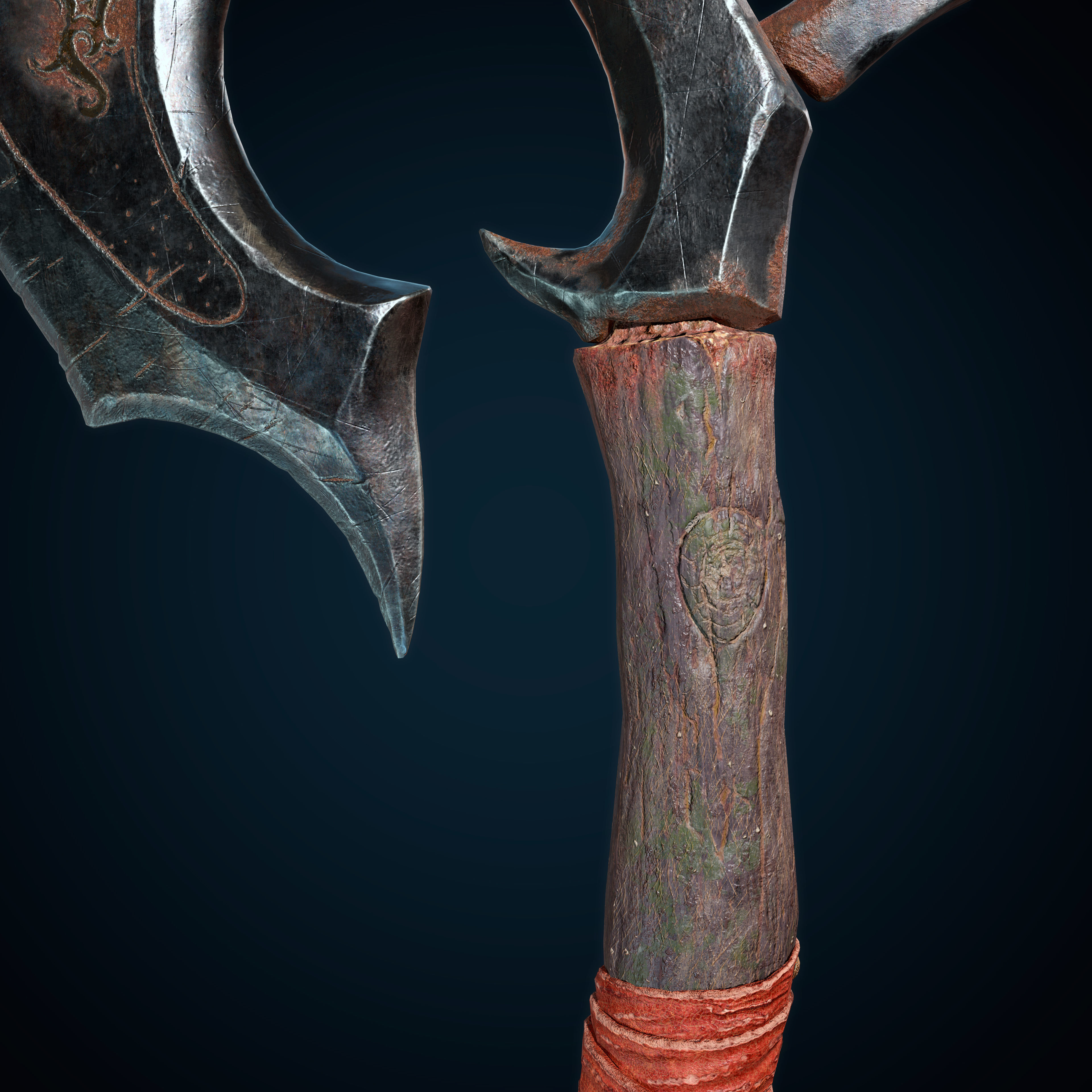 PBR Skull Axe Game Ready 3D model Low-poly 3D model_9