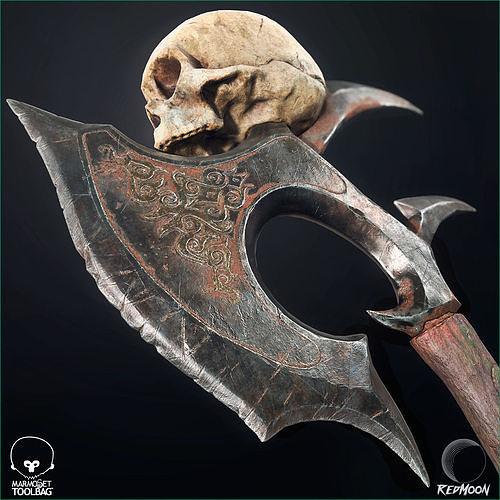 PBR Skull Axe Game Ready 3D model Low-poly 3D model