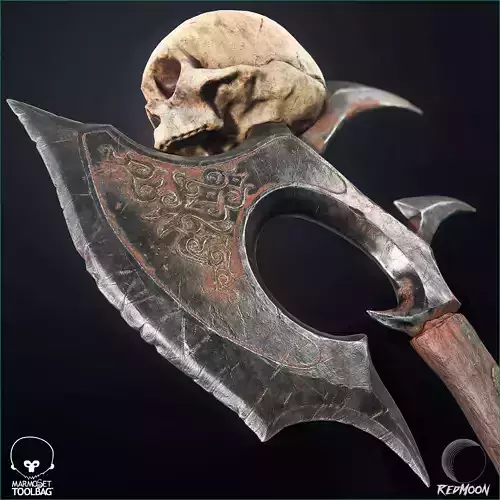 PBR Skull Axe Game Ready 3D model Low-poly 3D model