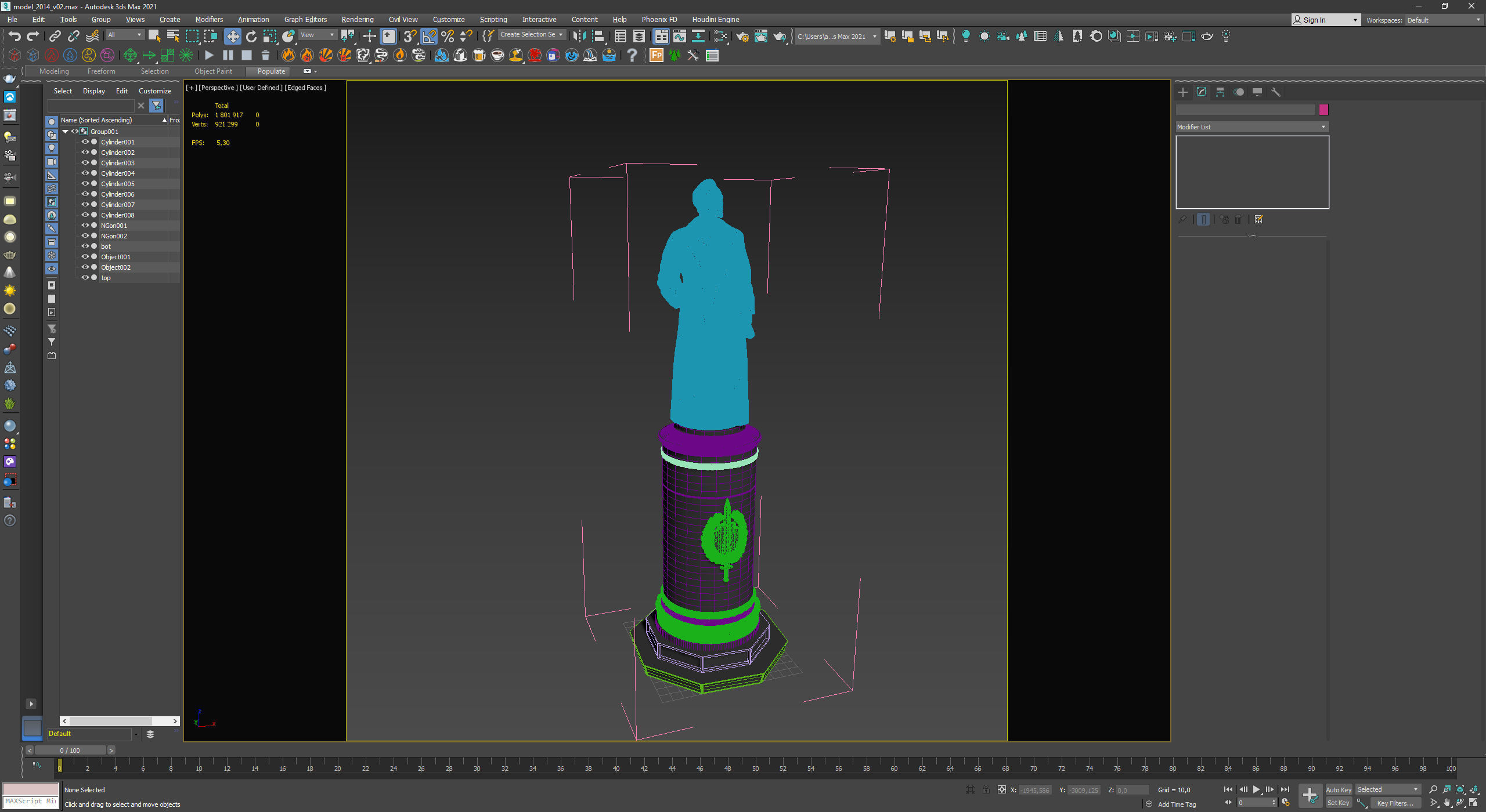 Detailed Dzerzhinsky monument high-poly 3D model_13