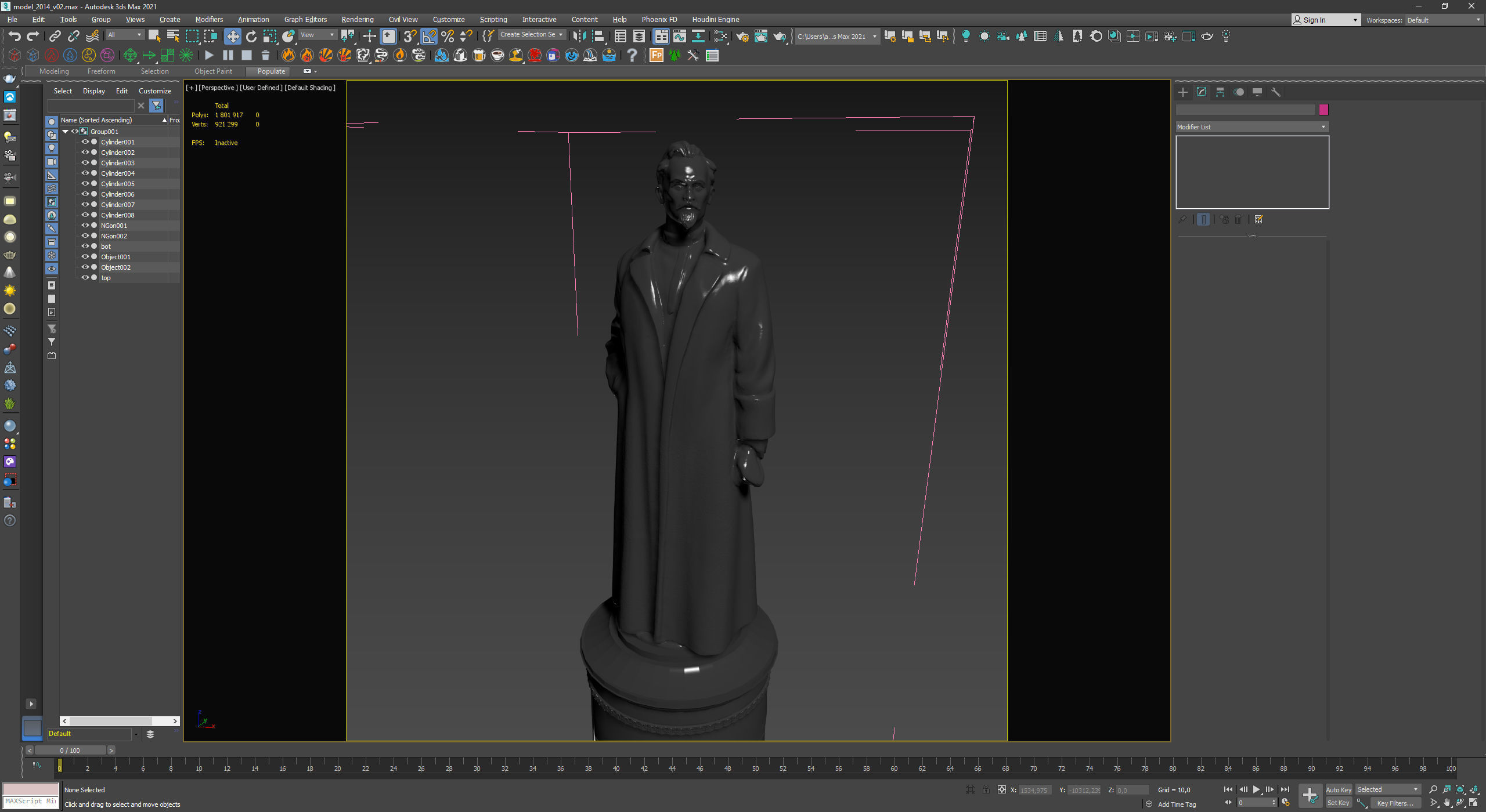 Detailed Dzerzhinsky monument high-poly 3D model_12