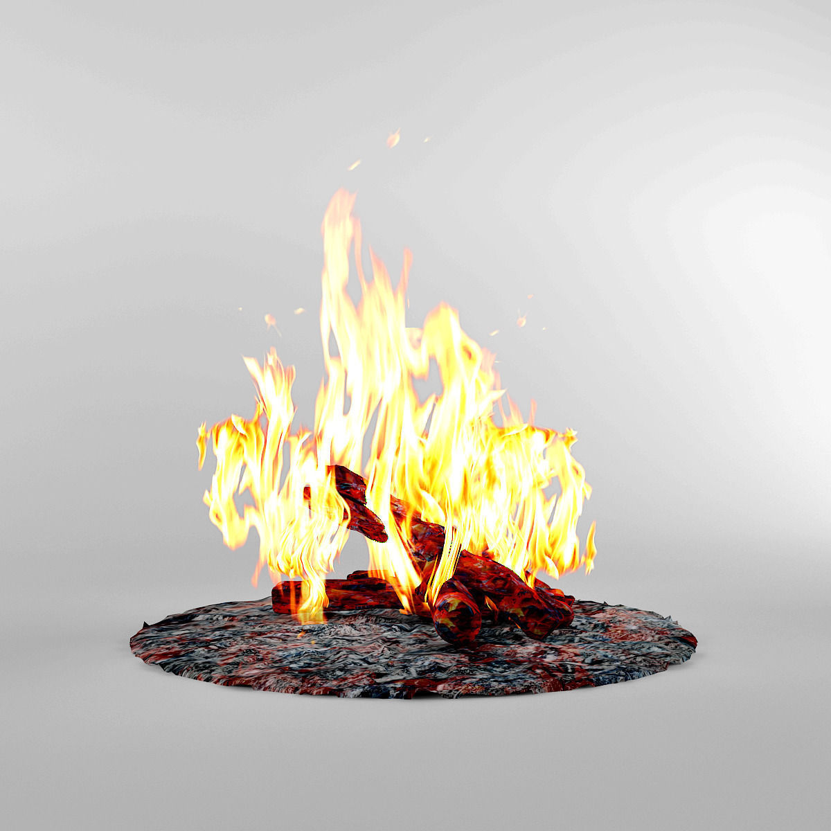 Bonfire Fireplace Low-poly 3D model