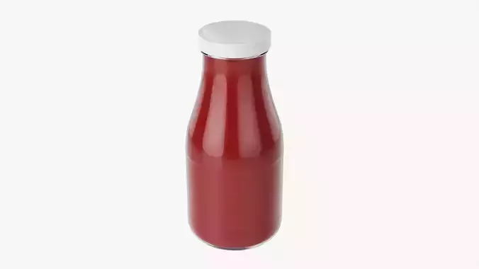 Barbecue sauce in glass bottle 01 3D model