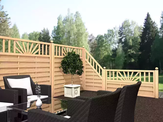 Wood fence - panels - realistic 3 elements