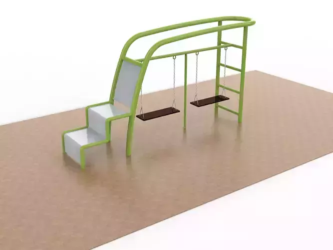 Multifunctional outdoor fitness equipment Low-poly 3D model