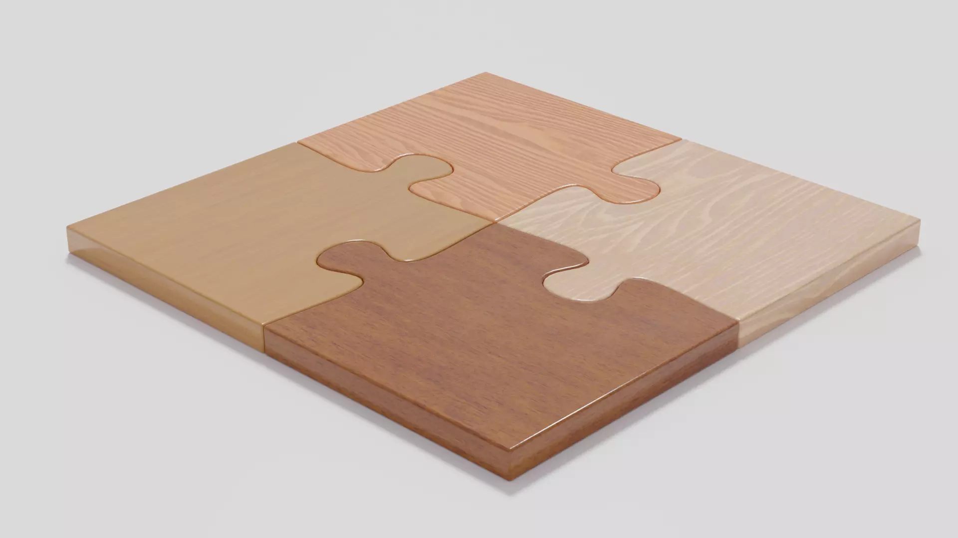 Wooden Jigsaw Puzzle Low-poly 3D model_0