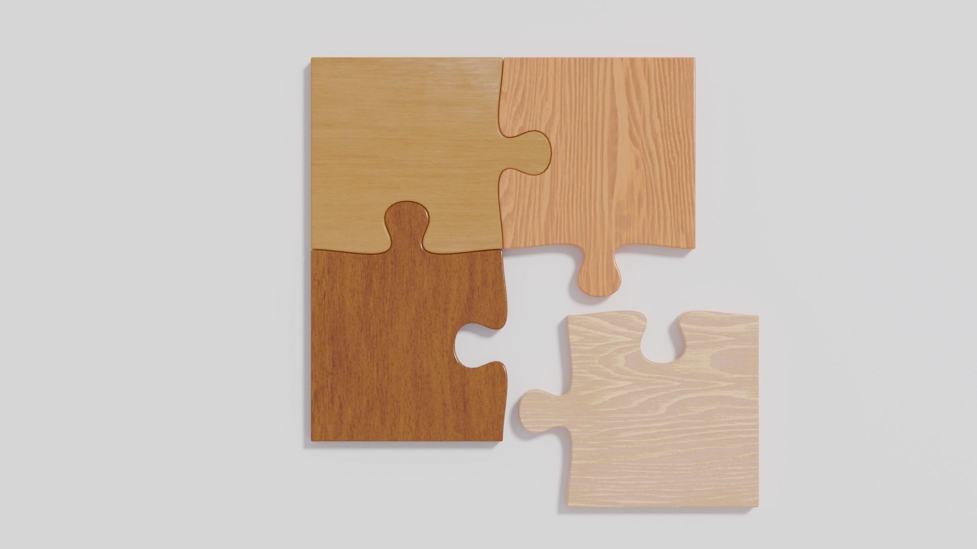 Wooden Jigsaw Puzzle Low-poly 3D model_3