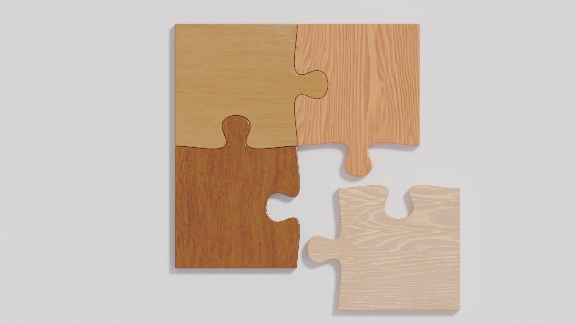 Wooden Jigsaw Puzzle Low-poly 3D model_4