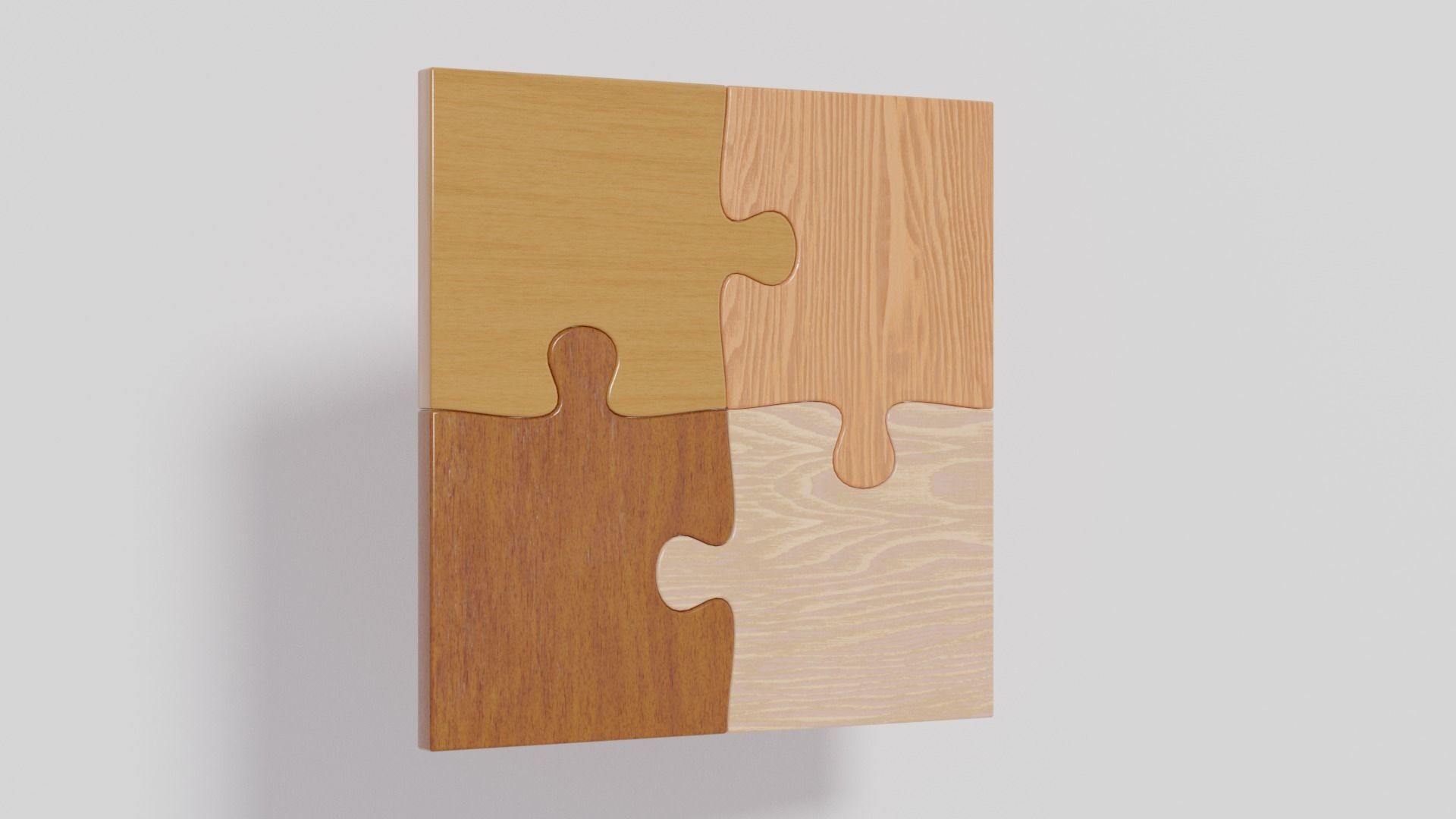 Wooden Jigsaw Puzzle Low-poly 3D model_8