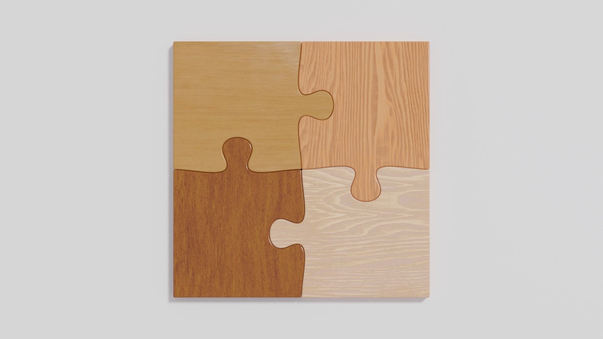Wooden Jigsaw Puzzle Low-poly 3D model_1
