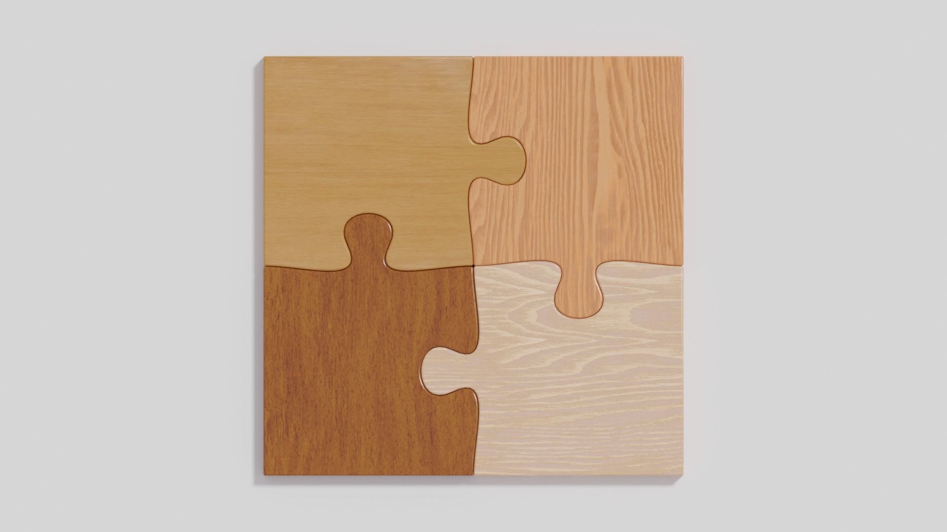 Wooden Jigsaw Puzzle Low-poly 3D model_2