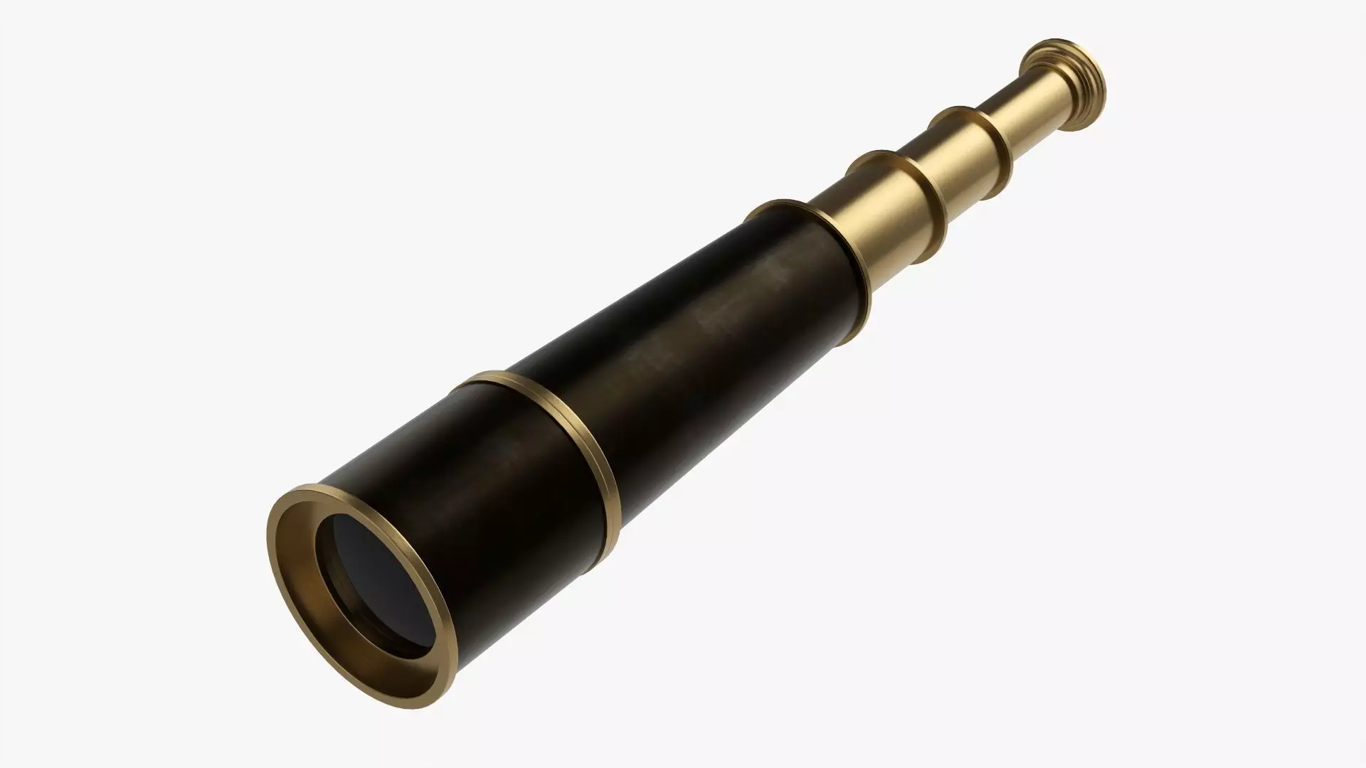 Antique brass spyglass 3D model_0