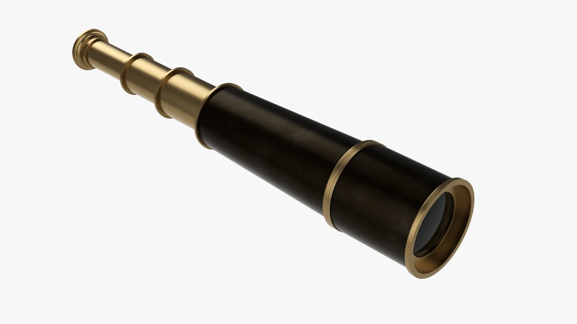 Antique brass spyglass 3D model_1