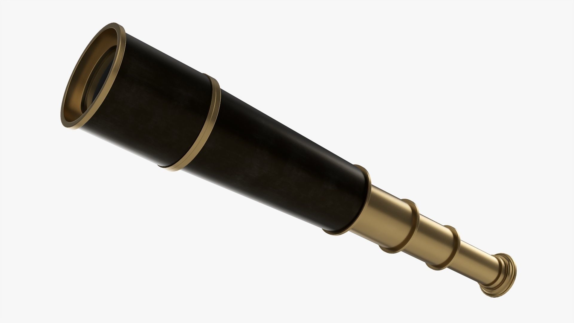 Antique brass spyglass 3D model_3