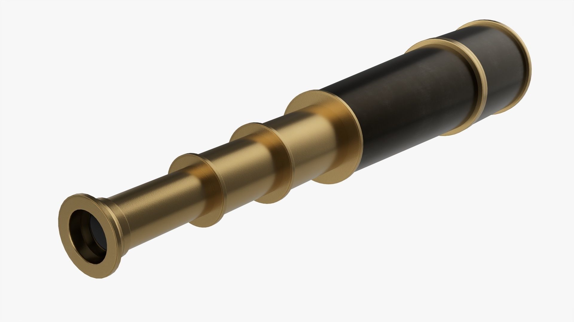 Antique brass spyglass 3D model_2