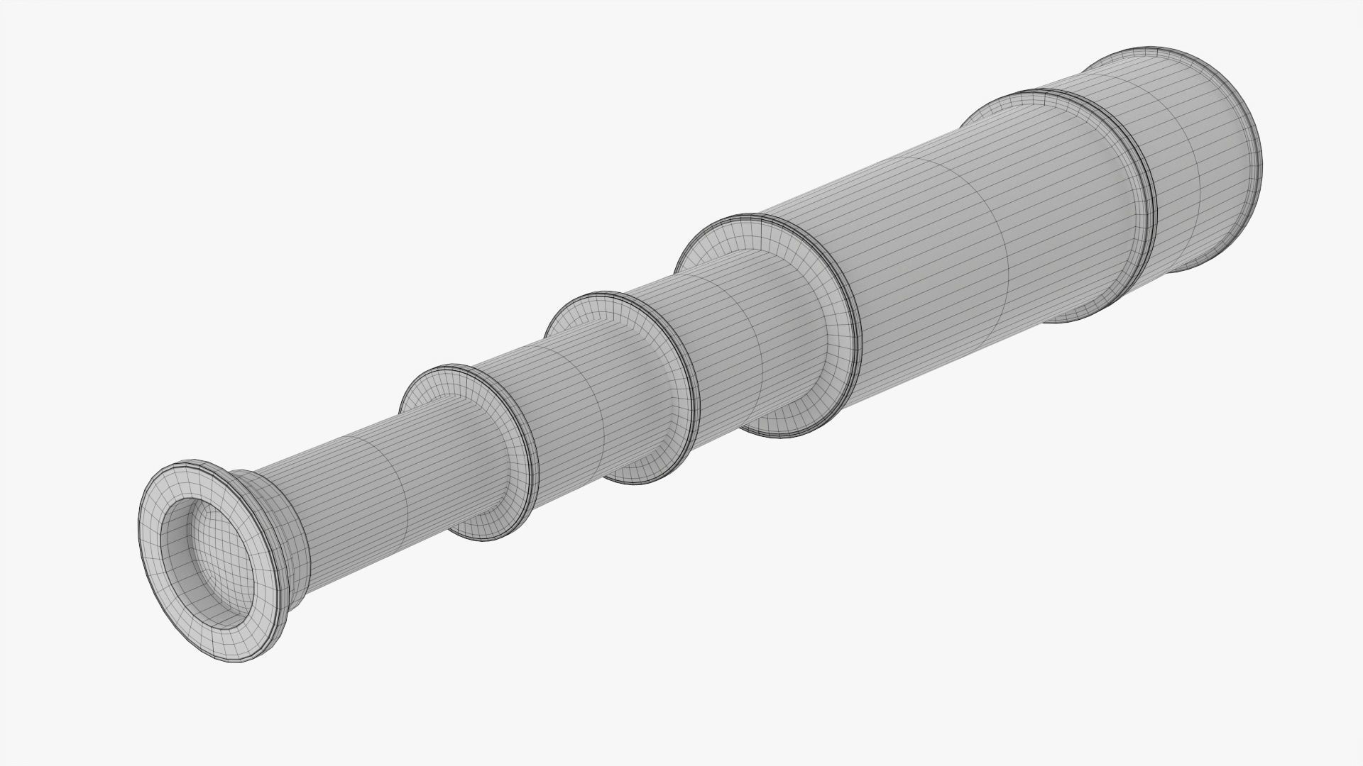 Antique brass spyglass 3D model_7