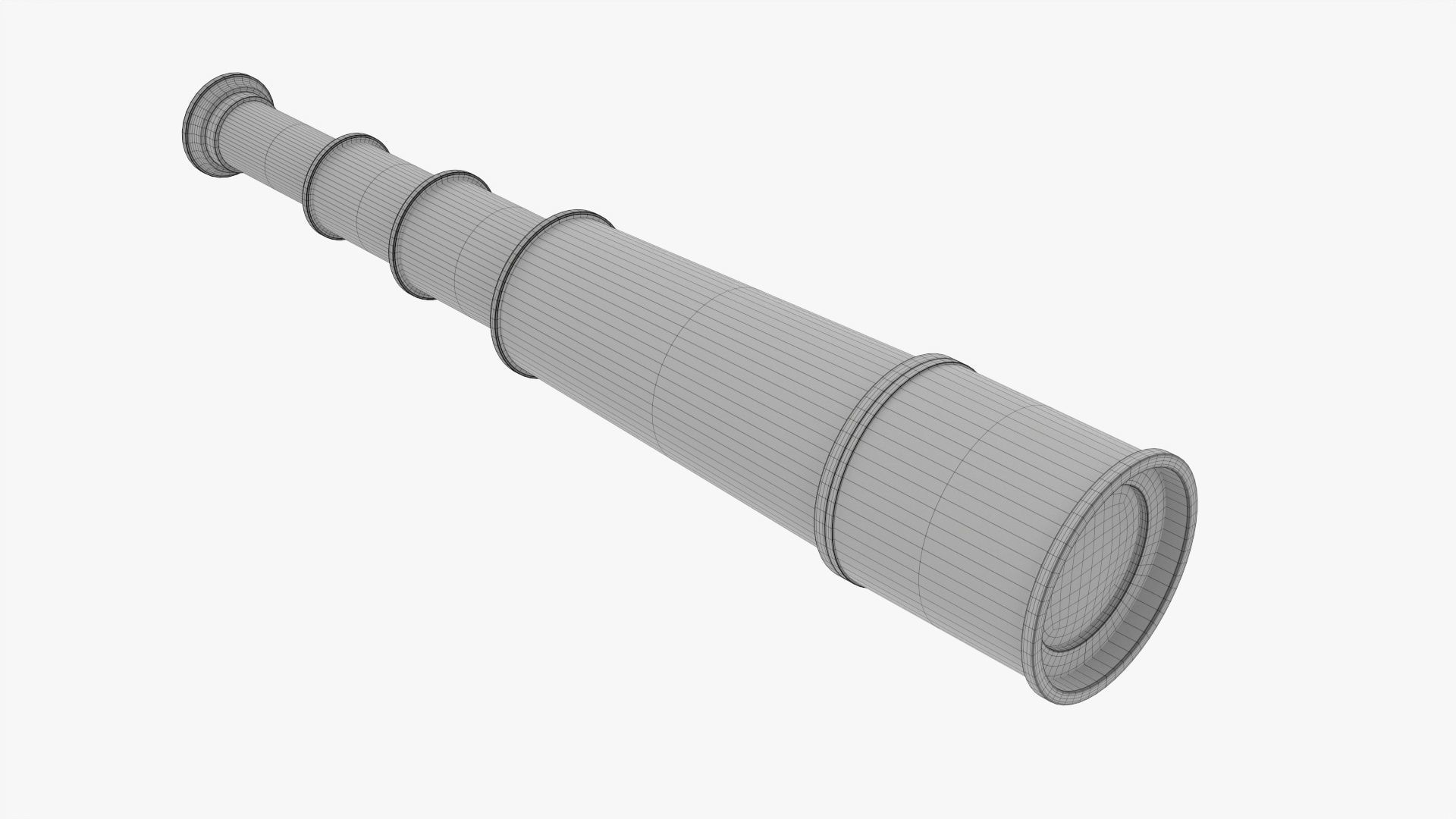 Antique brass spyglass 3D model_6