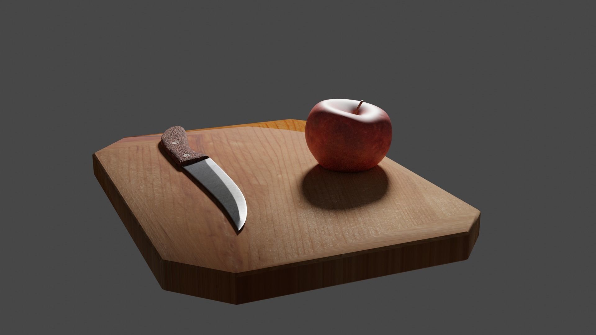 Kitchen Knife and Apple bundle 3D Low-poly 3D model_1