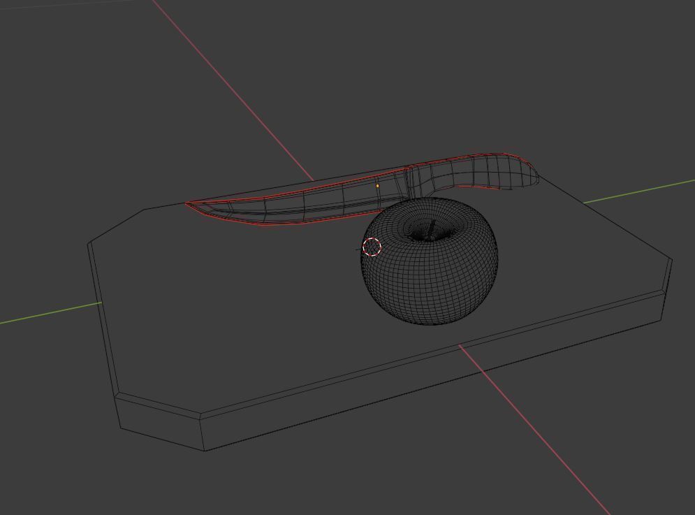 Kitchen Knife and Apple bundle 3D Low-poly 3D model_8