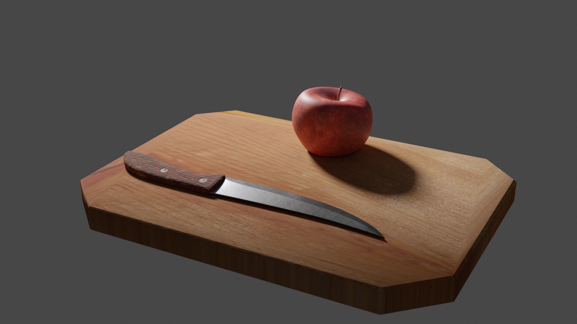 Kitchen Knife and Apple bundle 3D Low-poly 3D model_2