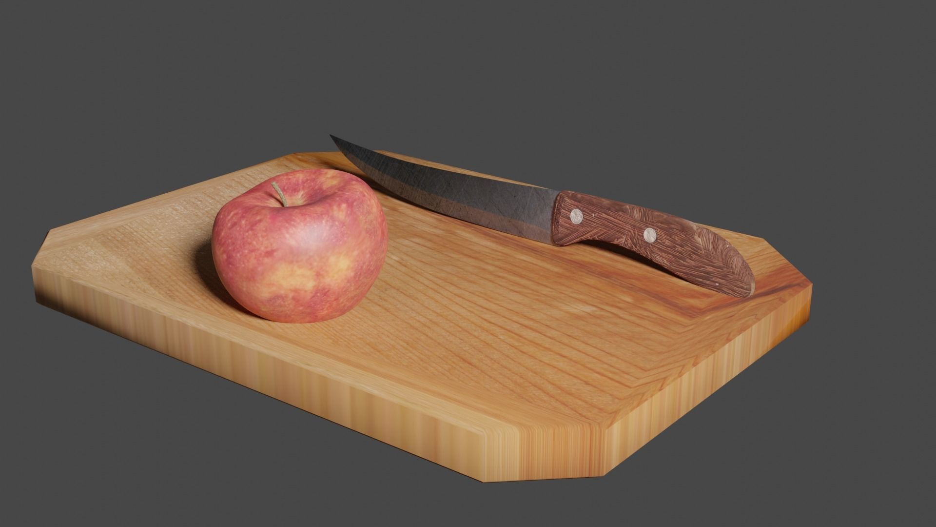 Kitchen Knife and Apple bundle 3D Low-poly 3D model_3