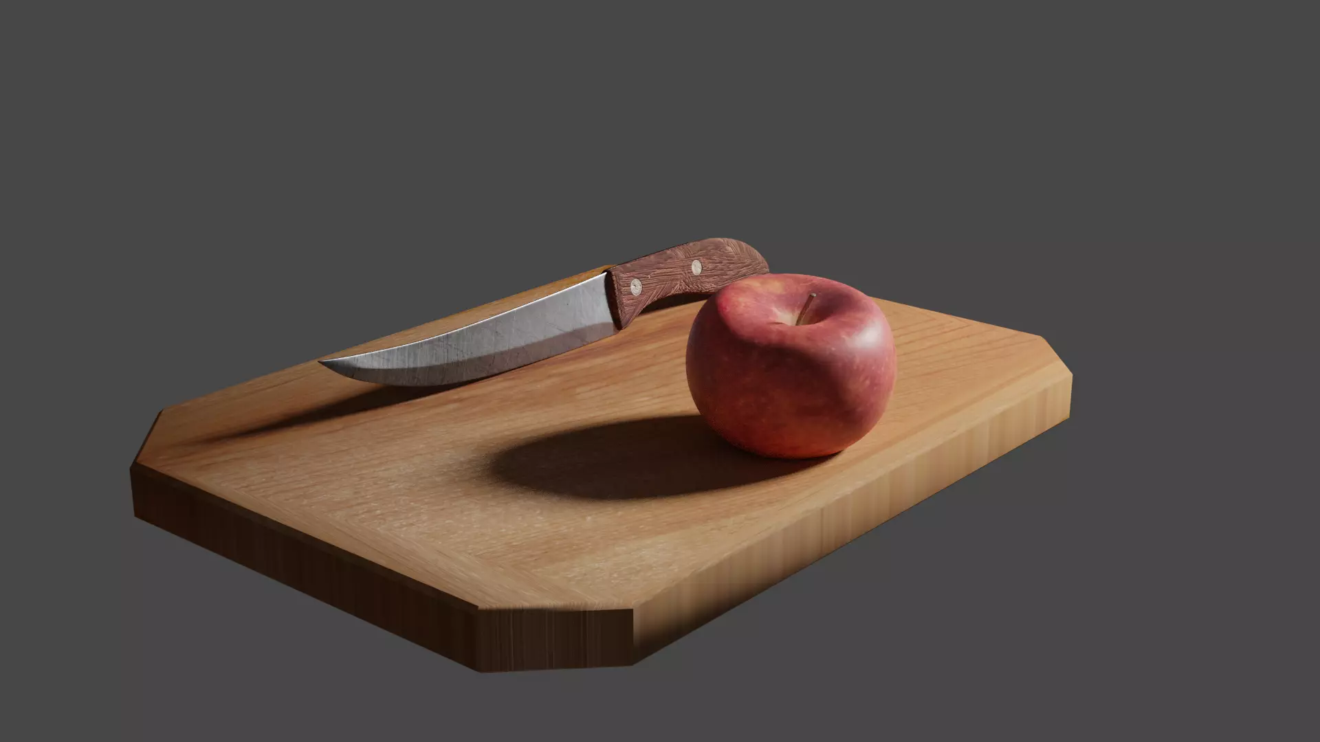 Kitchen Knife and Apple bundle 3D Low-poly 3D model_0