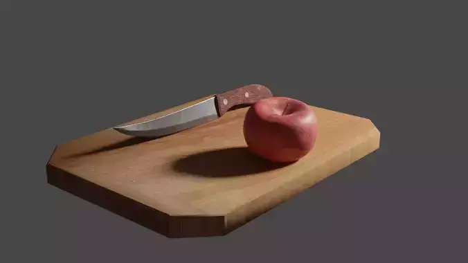 Kitchen Knife and Apple bundle 3D