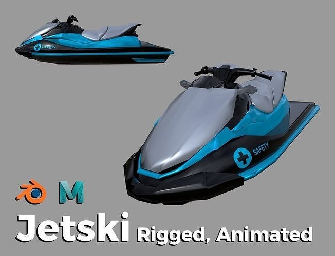 Science Blue Jetski Low-poly 3D model