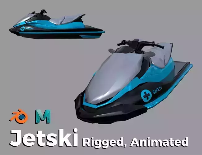 Science Blue Jetski Low-poly 3D model
